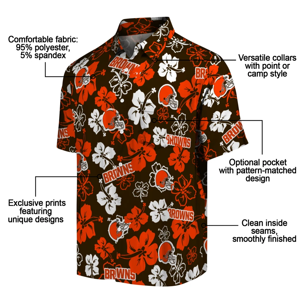 Cleveland Browns Hawaiian Shirt - Hibiscus Flower Design cleveland browns hibiscus bloom brown hawaiian shirts new arrival