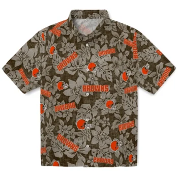 cleveland browns hibiscus oasis brown hawaiian shirts best selling
