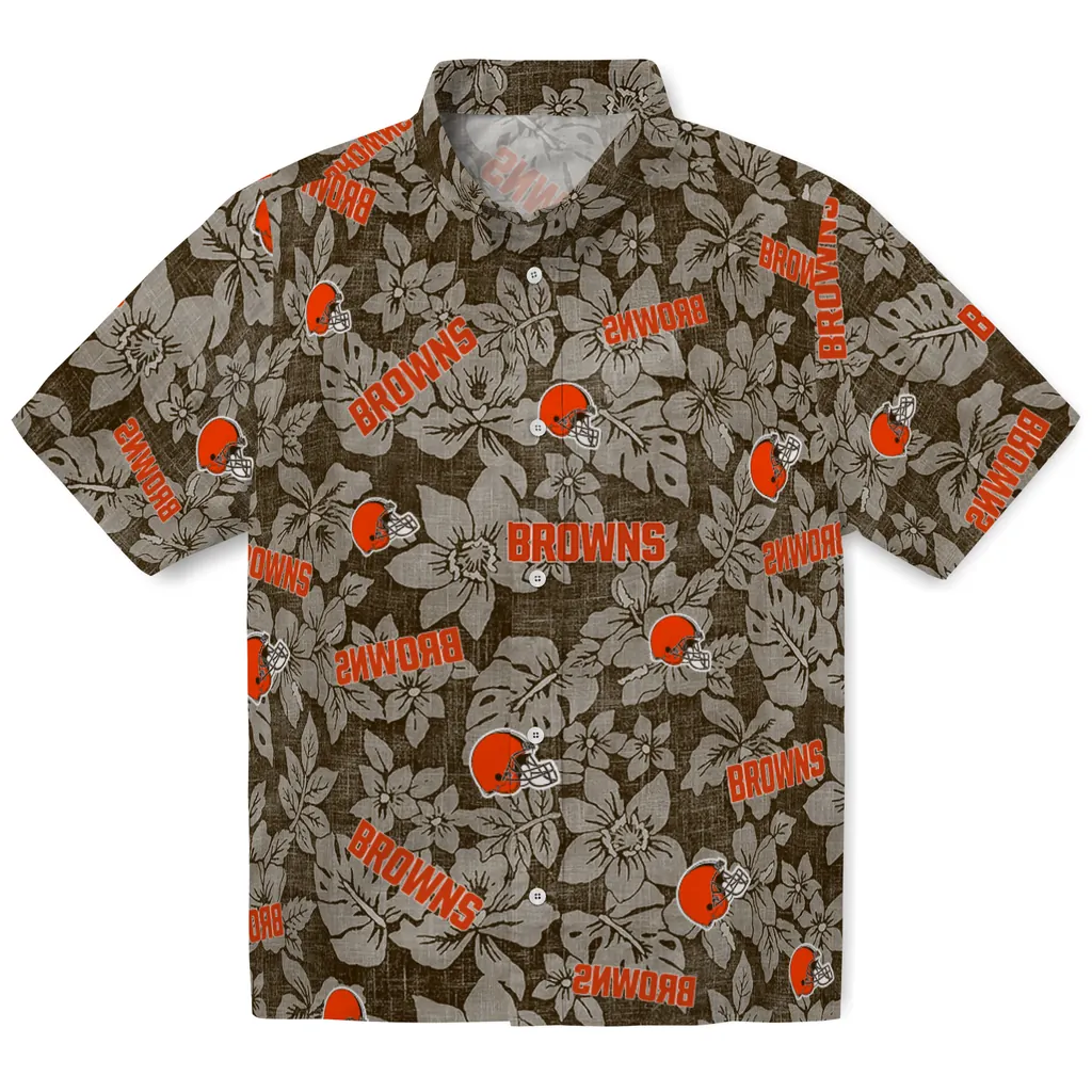 Cleveland Browns Hawaiian Shirt - Hibiscus Oasis cleveland browns hibiscus oasis brown hawaiian shirts best selling