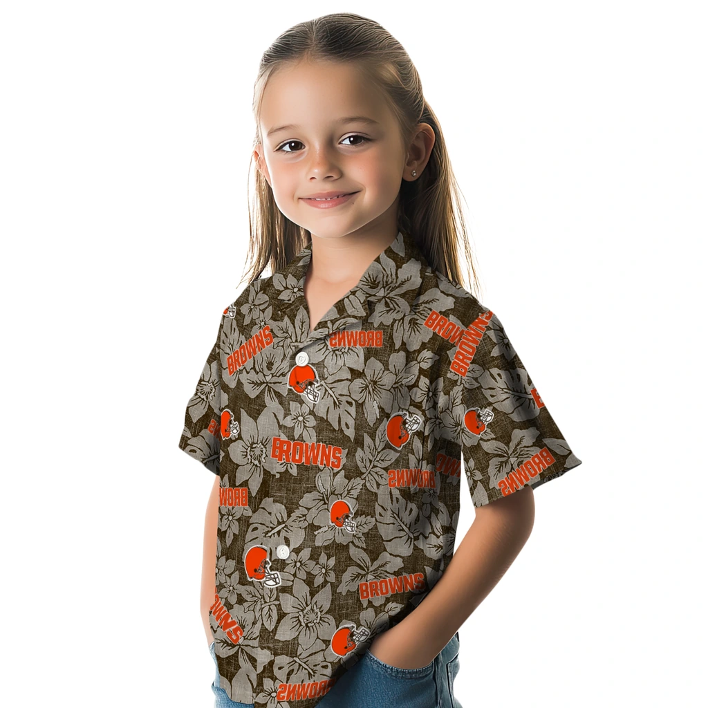 Cleveland Browns Hawaiian Shirt - Hibiscus Oasis cleveland browns hibiscus oasis brown hawaiian shirts premium grade