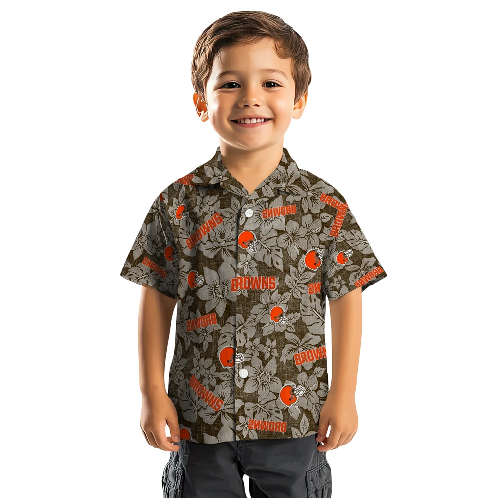 Cleveland Browns Hawaiian Shirt - Hibiscus Oasis cleveland browns hibiscus oasis brown hawaiian shirts top rated