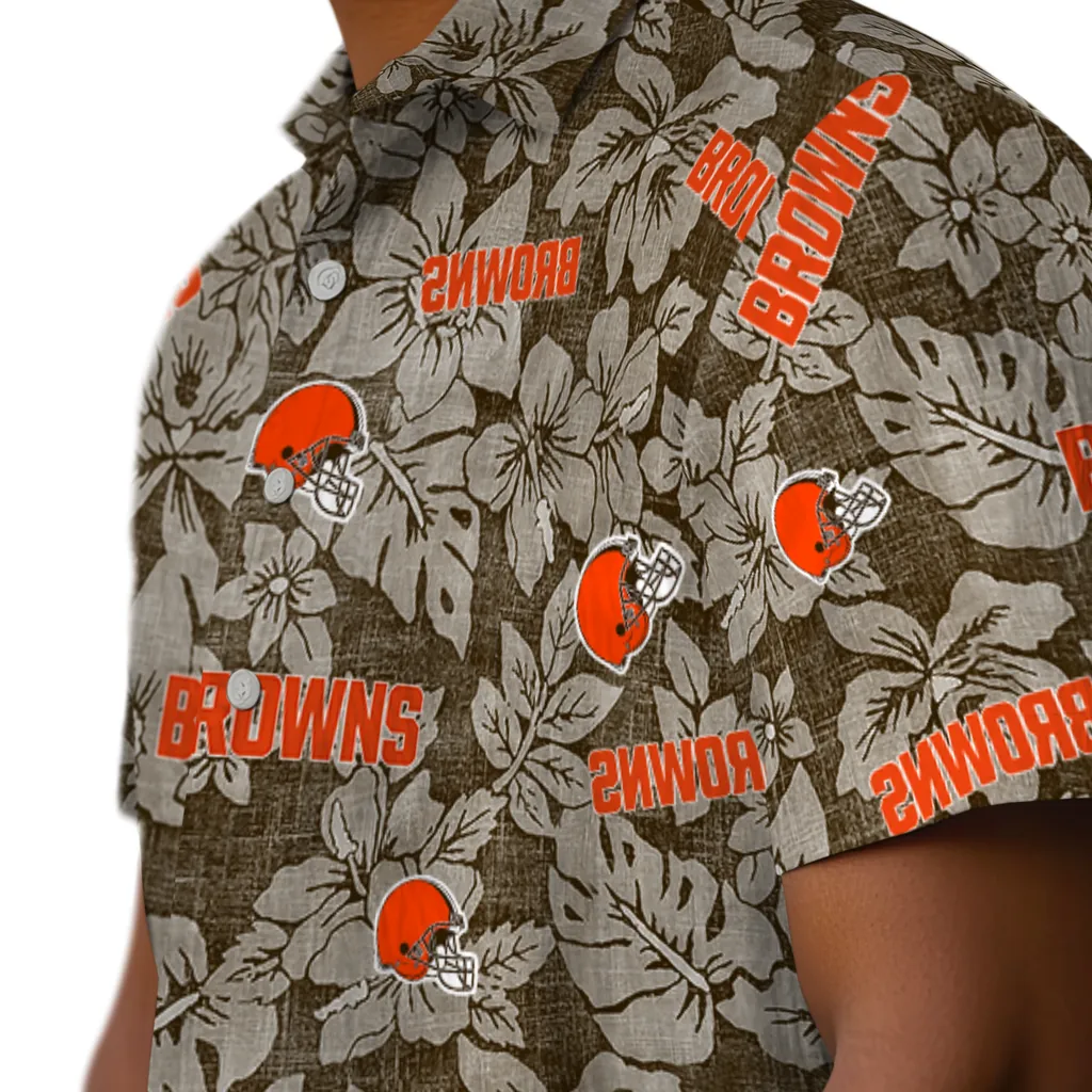 Cleveland Browns Hawaiian Shirt - Hibiscus Oasis cleveland browns hibiscus oasis brown hawaiian shirts trendy