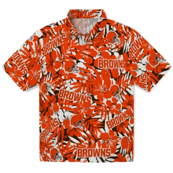 cleveland browns hibiscus overlay hawaiian shirts best selling