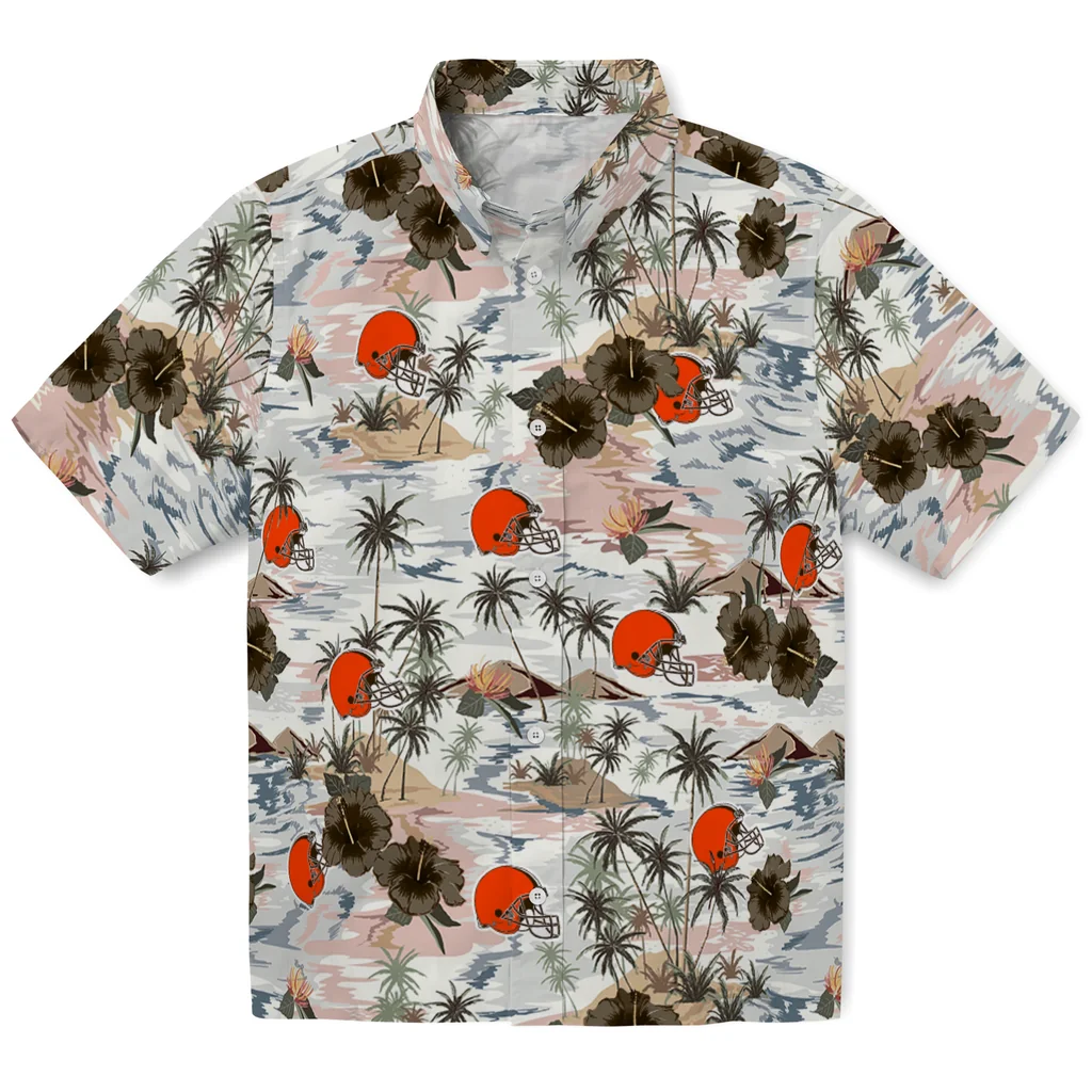 Cleveland Browns Hawaiian Shirt - Hibiscus Seaside cleveland browns hibiscus seaside white hawaiian shirts best selling