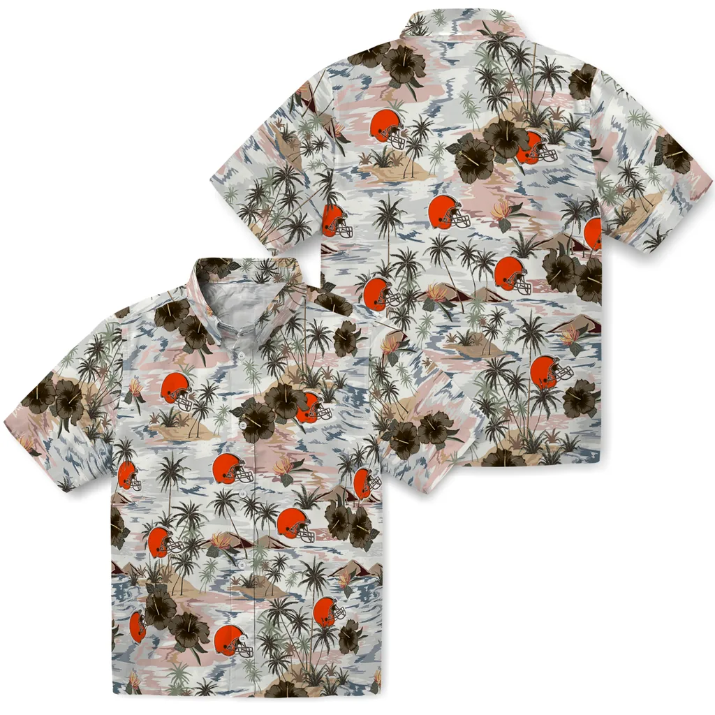 Cleveland Browns Hawaiian Shirt - Hibiscus Seaside cleveland browns hibiscus seaside white hawaiian shirts high quality