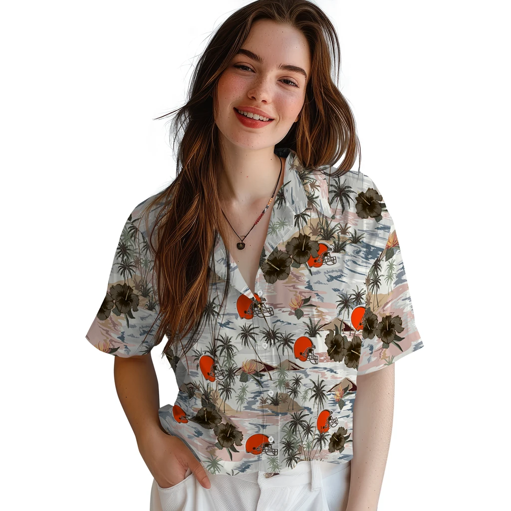 Cleveland Browns Hawaiian Shirt - Hibiscus Seaside cleveland browns hibiscus seaside white hawaiian shirts latest model