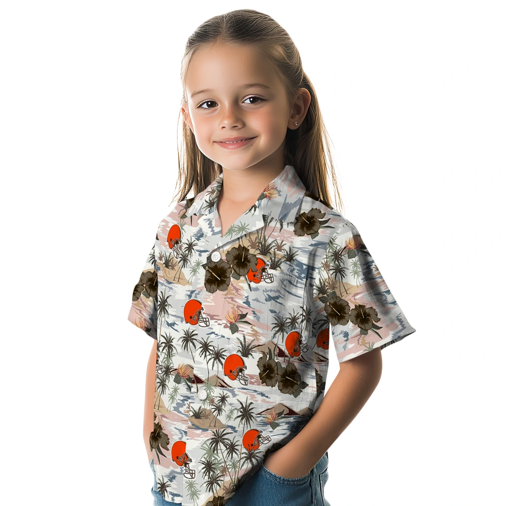 Cleveland Browns Hawaiian Shirt - Hibiscus Seaside cleveland browns hibiscus seaside white hawaiian shirts premium grade