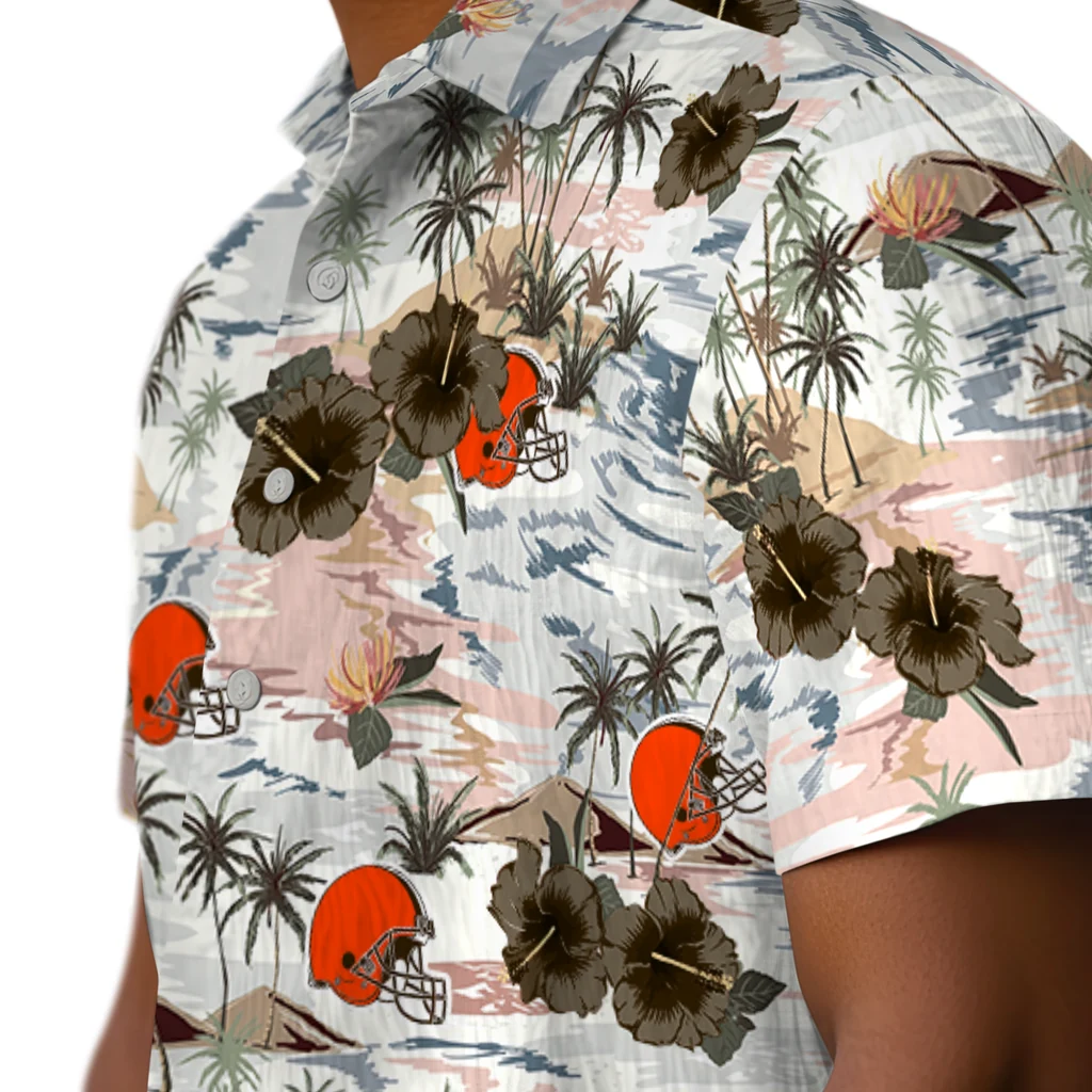 Cleveland Browns Hawaiian Shirt - Hibiscus Seaside cleveland browns hibiscus seaside white hawaiian shirts trendy
