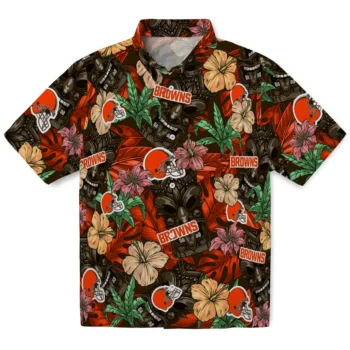 cleveland browns tiki jungle brown hawaiian shirts best selling