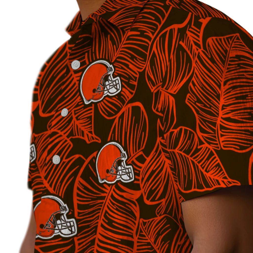 Cleveland Browns Hawaiian Shirt - Leaf Outline cleveland browns leaf outline brown hawaiian shirts trendy