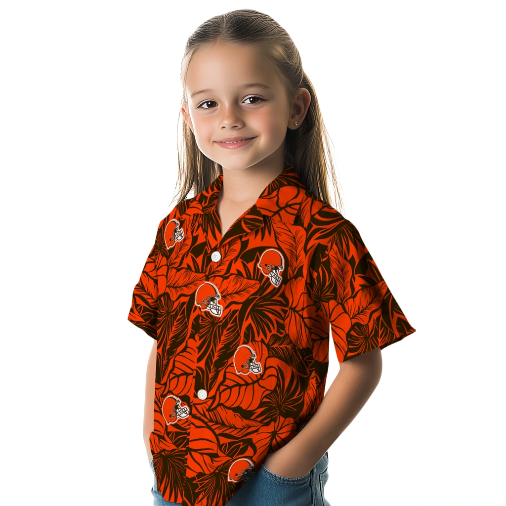 Cleveland Browns Hawaiian Shirt - Monstera Layer cleveland browns monstera layer brown hawaiian shirts premium grade