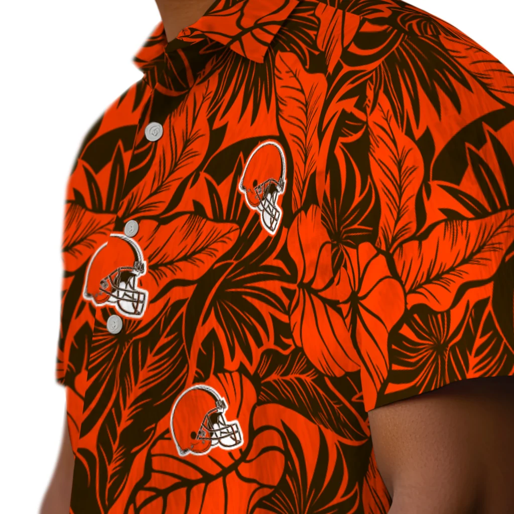 Cleveland Browns Hawaiian Shirt - Monstera Layer cleveland browns monstera layer brown hawaiian shirts trendy
