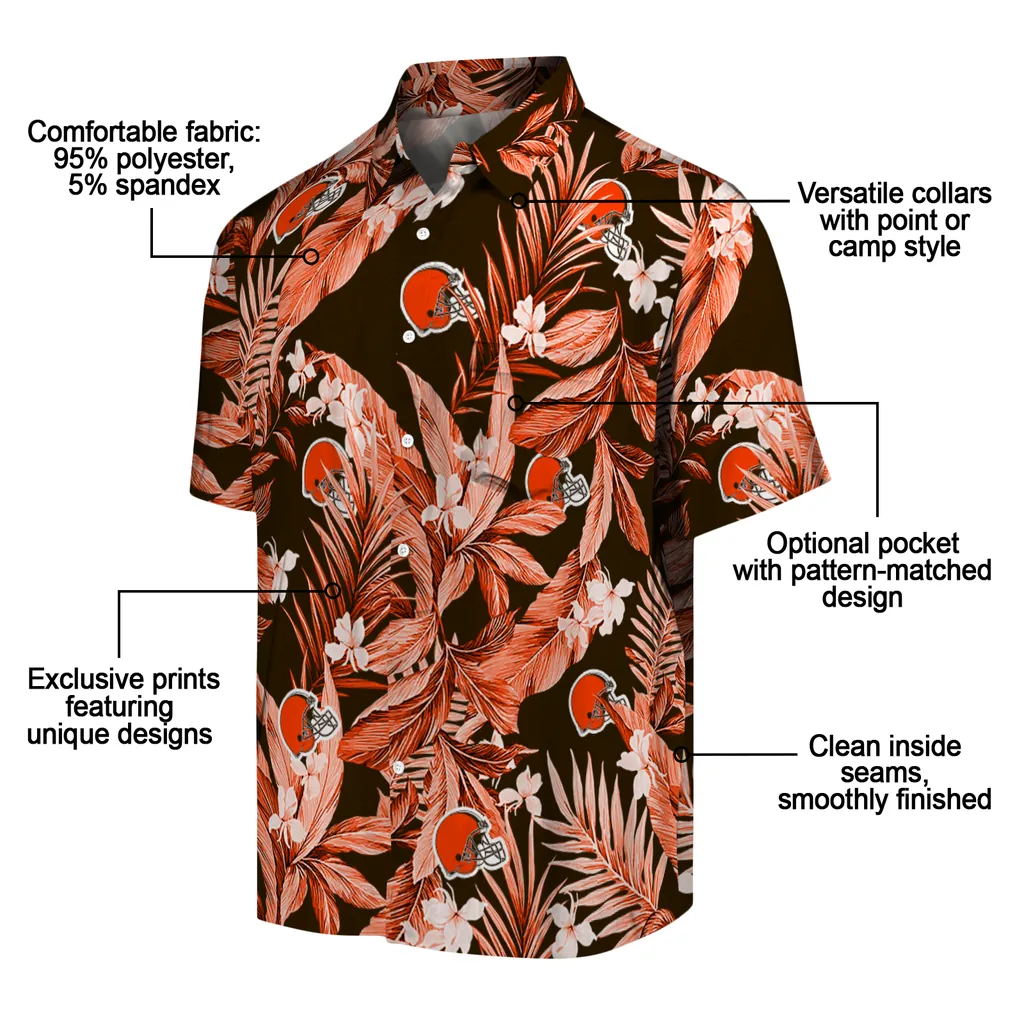 Cleveland Browns Hawaiian Shirt - Palm Leaves cleveland browns palm leaves brown hawaiian shirts new arrival