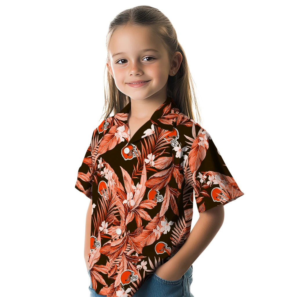 Cleveland Browns Hawaiian Shirt - Palm Leaves cleveland browns palm leaves brown hawaiian shirts premium grade