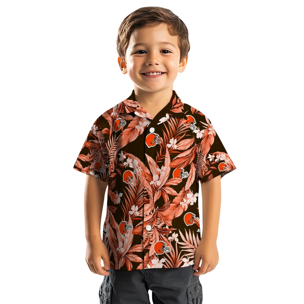 Cleveland Browns Hawaiian Shirt - Palm Leaves cleveland browns palm leaves brown hawaiian shirts top rated