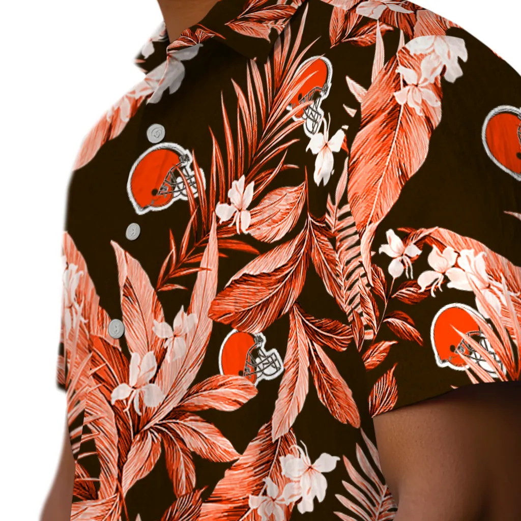 Cleveland Browns Hawaiian Shirt - Palm Leaves cleveland browns palm leaves brown hawaiian shirts trendy
