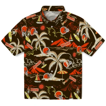 cleveland browns palm tree island brown hawaiian shirts best selling