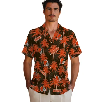 cleveland browns palm grove brown hawaiian shirts fashion forward