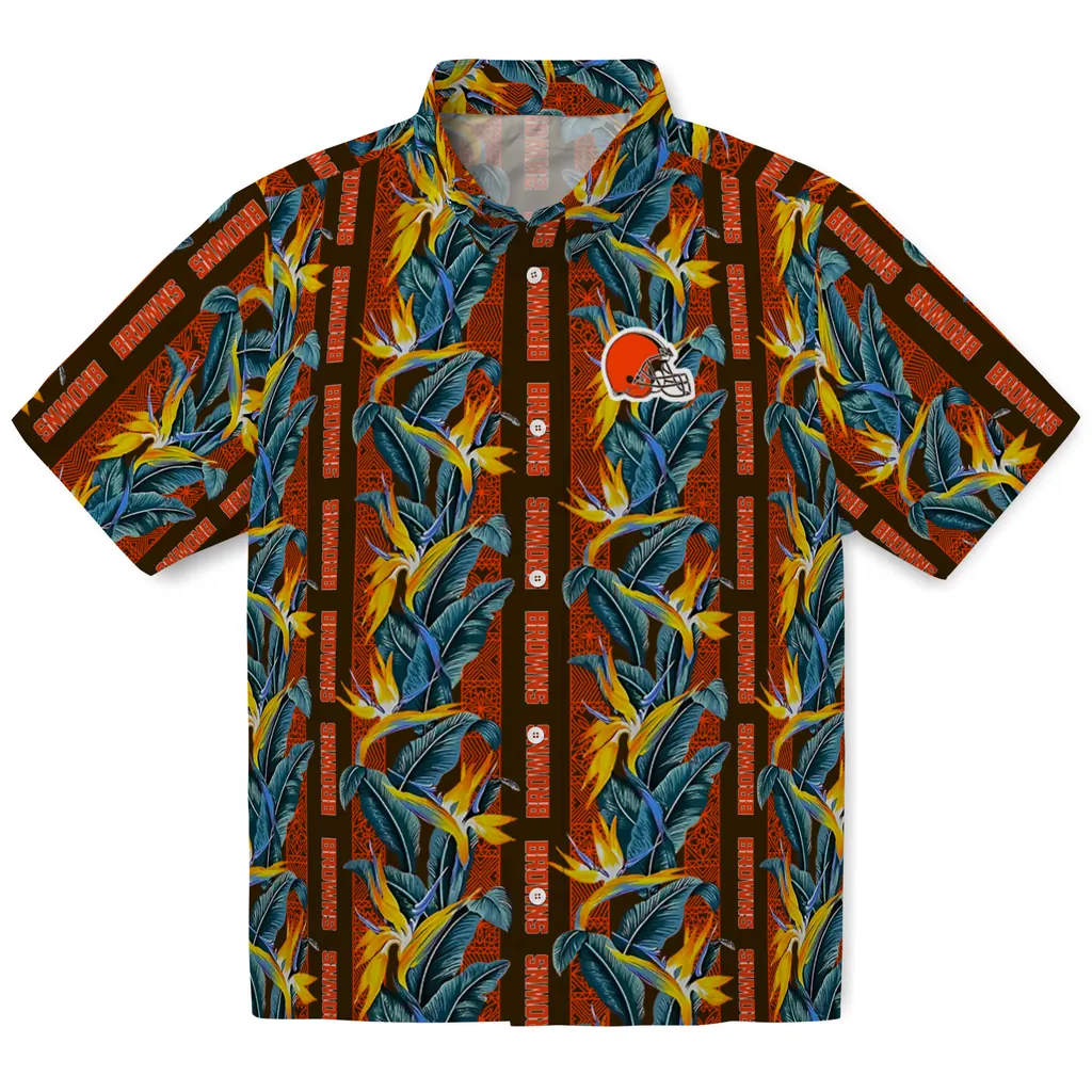 Cleveland Browns Hawaiian Shirt - Paradise Vines cleveland browns paradise vines brown hawaiian shirts best selling