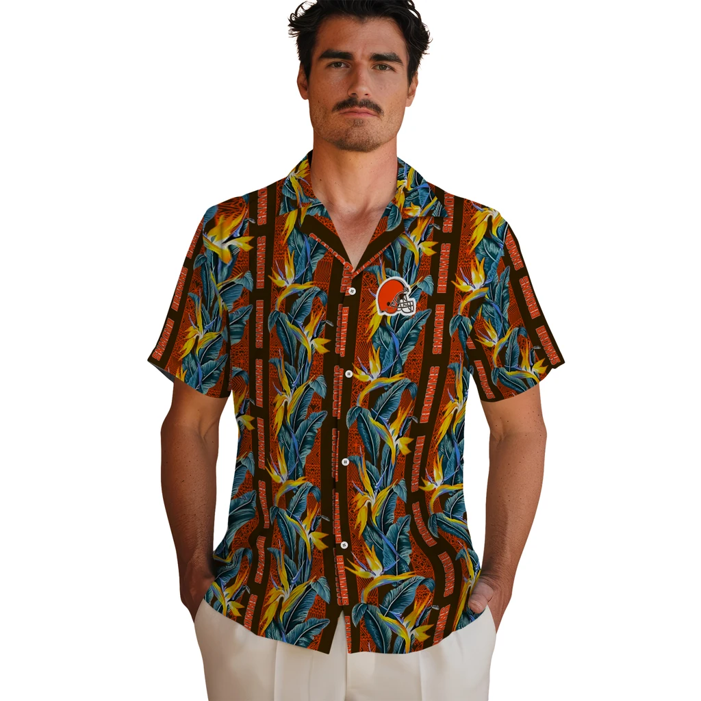 Cleveland Browns Hawaiian Shirt - Paradise Vines cleveland browns paradise vines brown hawaiian shirts fashion forward