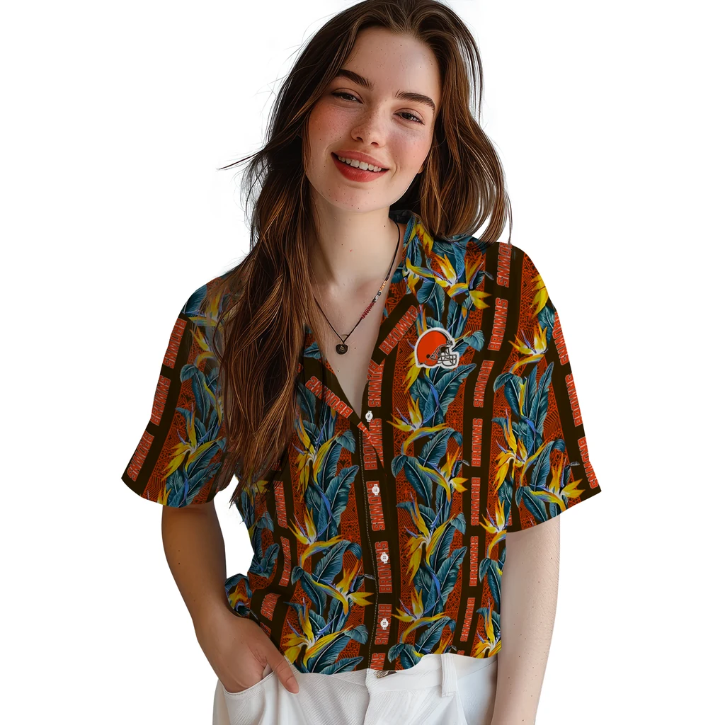 Cleveland Browns Hawaiian Shirt - Paradise Vines cleveland browns paradise vines brown hawaiian shirts latest model