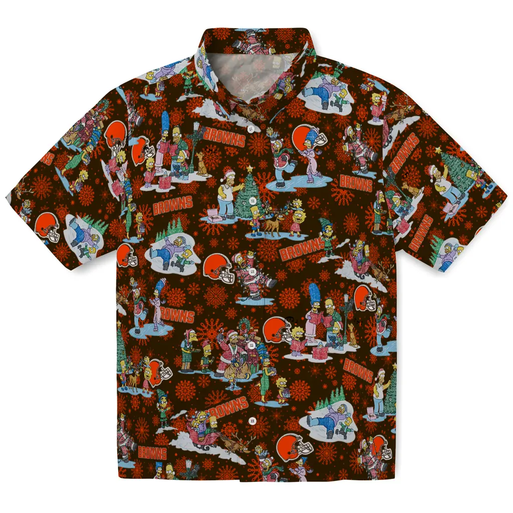 Cleveland Browns Hawaiian Shirt - Simpsons Christmas cleveland browns simpsons christmas brown hawaiian shirts best selling