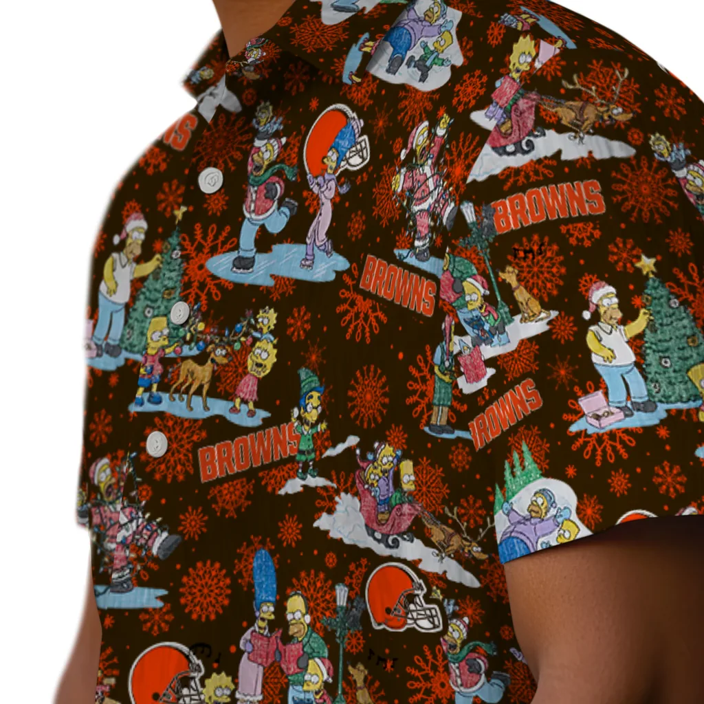 Cleveland Browns Hawaiian Shirt - Simpsons Christmas cleveland browns simpsons christmas brown hawaiian shirts trendy