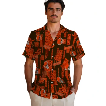 cleveland browns turtle lines brown hawaiian shirts fashion forward