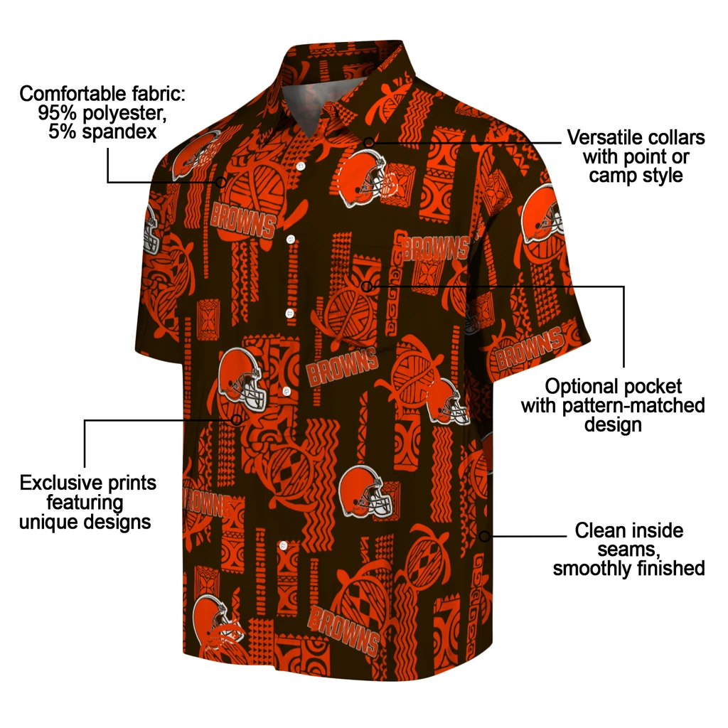 Cleveland Browns Hawaiian Shirt - Turtle Lines cleveland browns turtle lines brown hawaiian shirts new arrival