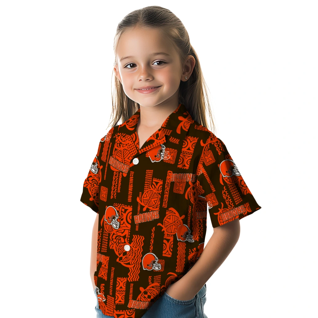 Cleveland Browns Hawaiian Shirt - Turtle Lines cleveland browns turtle lines brown hawaiian shirts premium grade