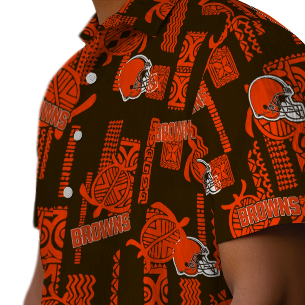 Cleveland Browns Hawaiian Shirt - Turtle Lines cleveland browns turtle lines brown hawaiian shirts trendy