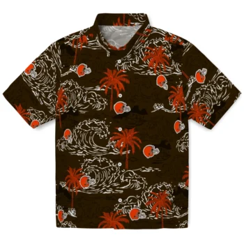cleveland browns wave palm brown hawaiian shirts best selling
