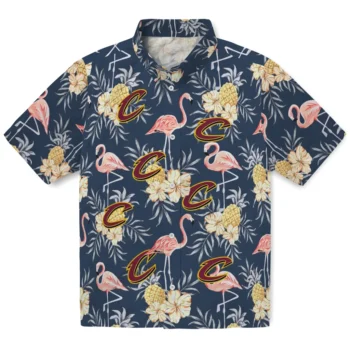 cleveland cavaliers flamingo hibiscus navy hawaiian shirts best selling