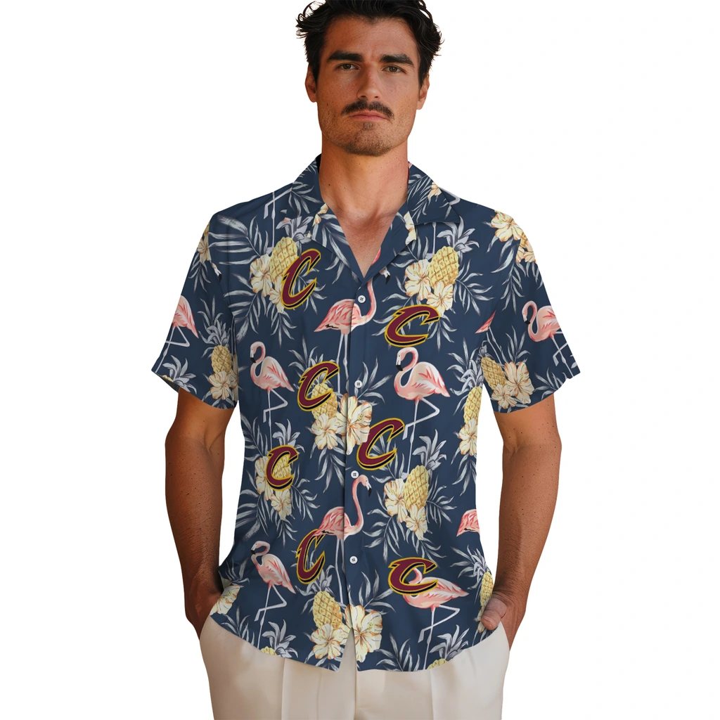 Cleveland Cavaliers Hawaiian Shirt - Flamingo Hibiscus cleveland cavaliers flamingo hibiscus navy hawaiian shirts fashion forward