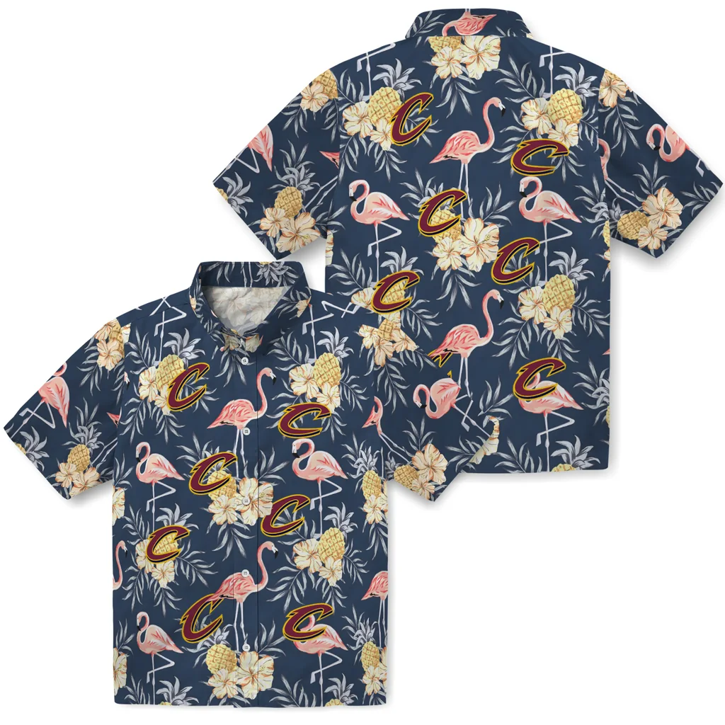 Cleveland Cavaliers Hawaiian Shirt - Flamingo Hibiscus cleveland cavaliers flamingo hibiscus navy hawaiian shirts high quality
