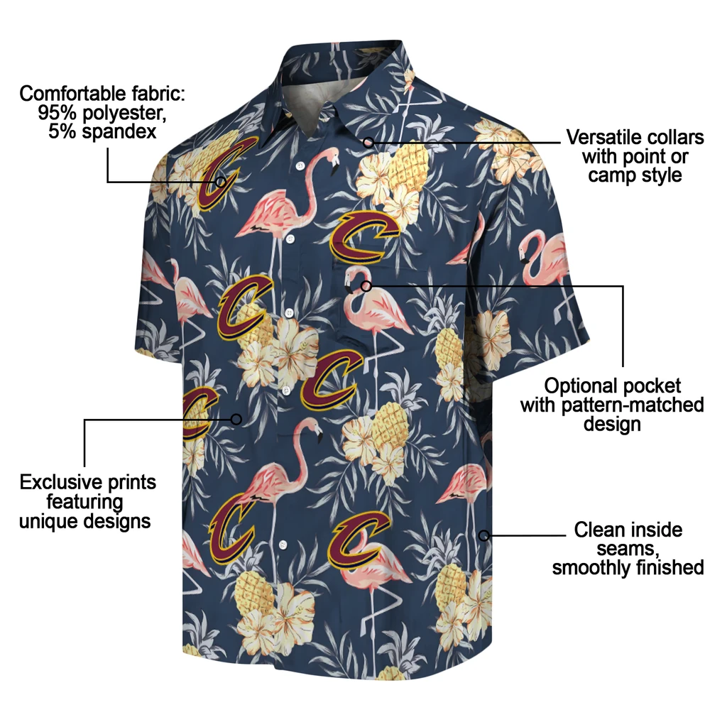 Cleveland Cavaliers Hawaiian Shirt - Flamingo Hibiscus cleveland cavaliers flamingo hibiscus navy hawaiian shirts new arrival