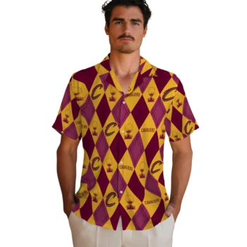 cleveland cavaliers balloon plaid wine hawaiian shirts fashion forward