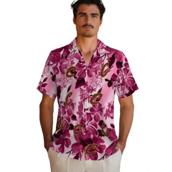 cleveland cavaliers hibiscus arrangement wine hawaiian shirts fashion forward