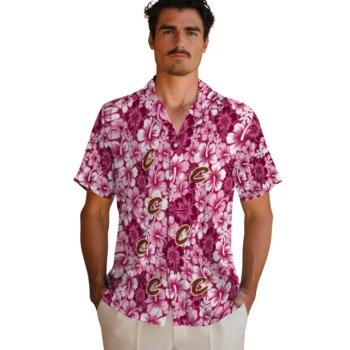 cleveland cavaliers hibiscus blooms wine hawaiian shirts fashion forward
