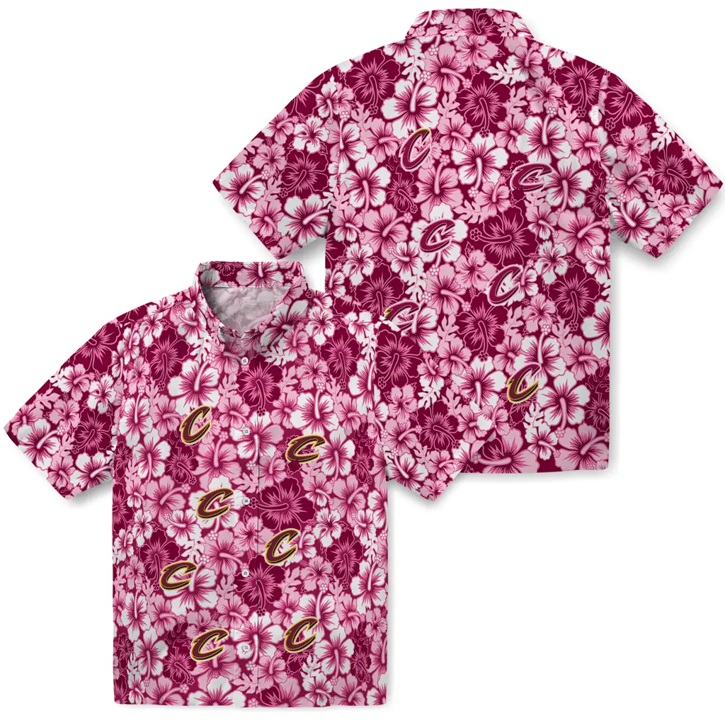 Cleveland Cavaliers Hawaiian Shirt - Hibiscus Blooms cleveland cavaliers hibiscus blooms wine hawaiian shirts high quality