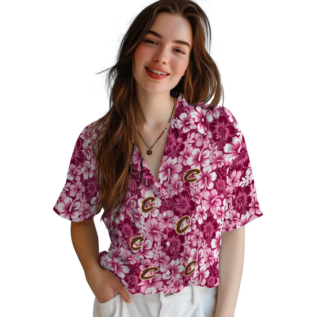 Cleveland Cavaliers Hawaiian Shirt - Hibiscus Blooms cleveland cavaliers hibiscus blooms wine hawaiian shirts latest model