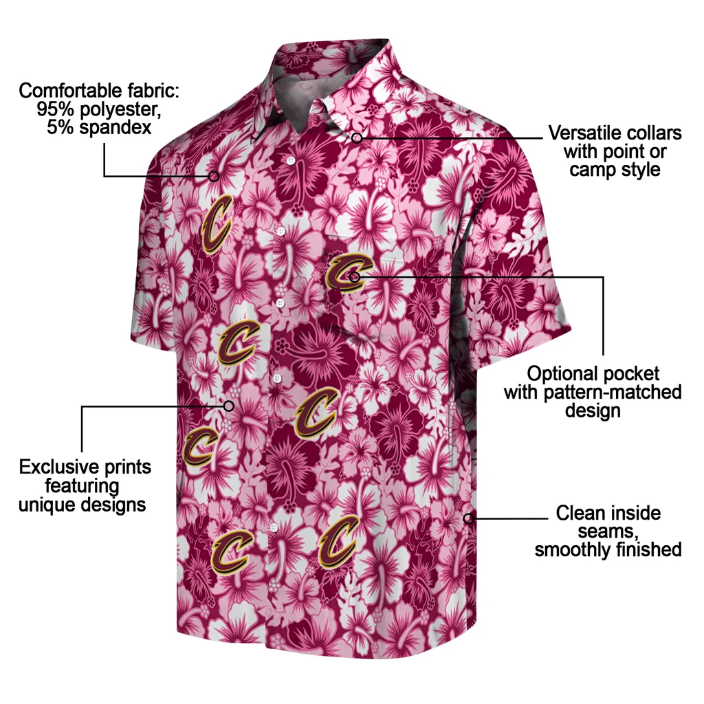 Cleveland Cavaliers Hawaiian Shirt - Hibiscus Blooms cleveland cavaliers hibiscus blooms wine hawaiian shirts new arrival