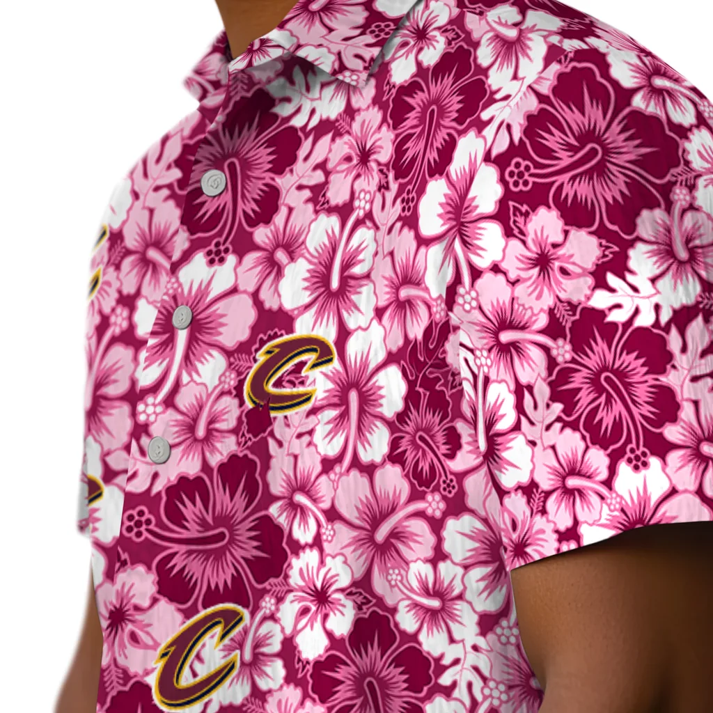 Cleveland Cavaliers Hawaiian Shirt - Hibiscus Blooms cleveland cavaliers hibiscus blooms wine hawaiian shirts trendy