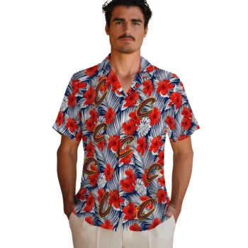 cleveland cavaliers hibiscus fiesta red royal blue hawaiian shirts fashion forward