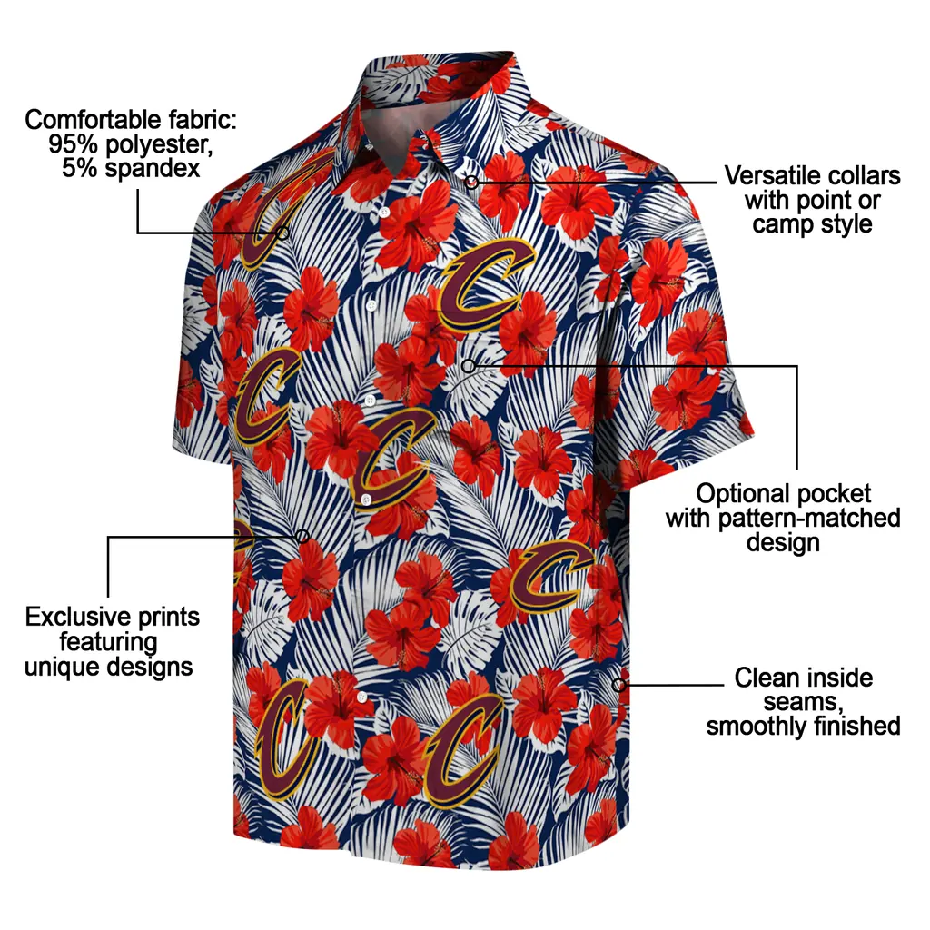 Cleveland Cavaliers Hawaiian Shirt - Hibiscus Fiesta cleveland cavaliers hibiscus fiesta red royal blue hawaiian shirts new arrival