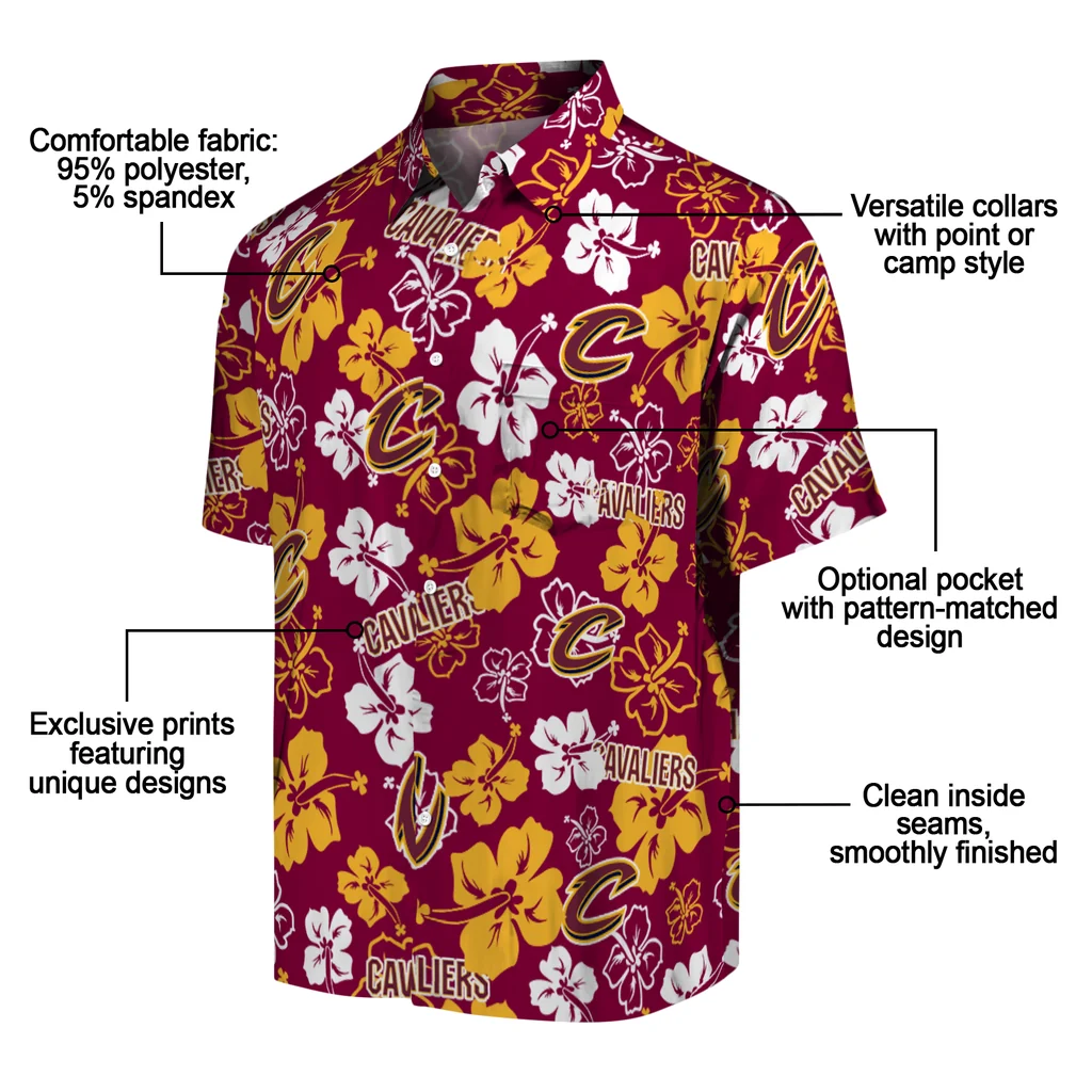 Cleveland Cavaliers Hawaiian Shirt - Hibiscus Flower Design cleveland cavaliers hibiscus bloom wine hawaiian shirts new arrival