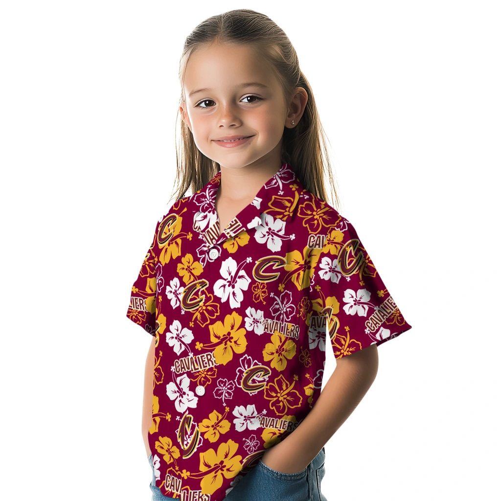 Cleveland Cavaliers Hawaiian Shirt - Hibiscus Flower Design cleveland cavaliers hibiscus bloom wine hawaiian shirts premium grade
