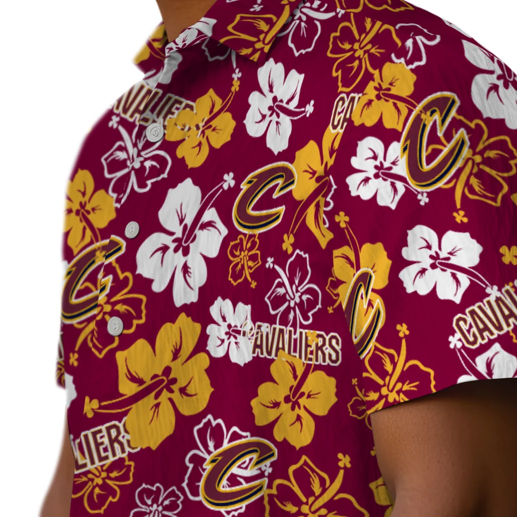 Cleveland Cavaliers Hawaiian Shirt - Hibiscus Flower Design cleveland cavaliers hibiscus bloom wine hawaiian shirts trendy
