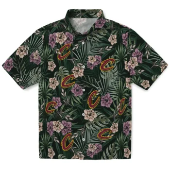cleveland cavaliers hibiscus leaves pattern green hawaiian shirts best selling