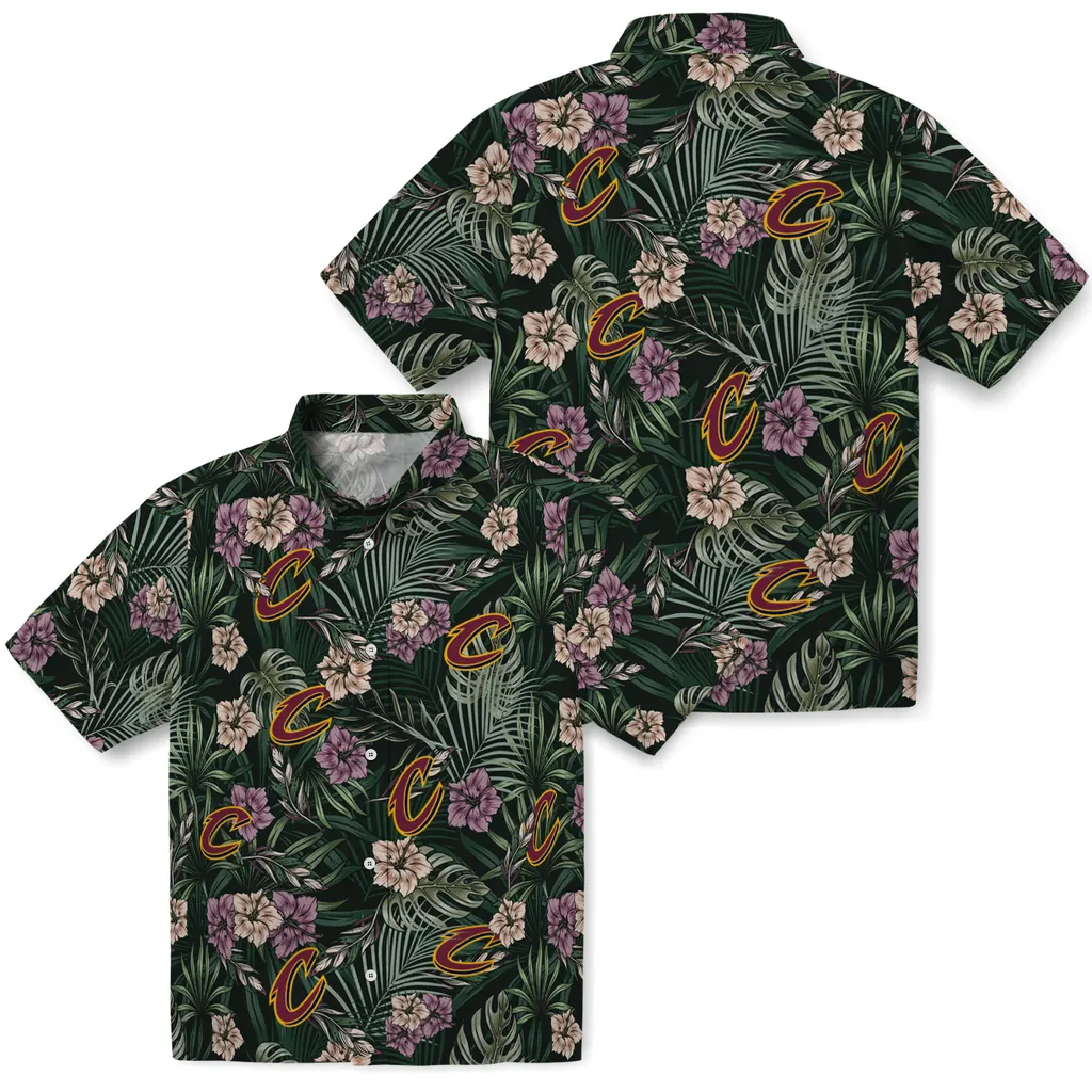 Cleveland Cavaliers Hawaiian Shirt - Hibiscus Leaves Pattern cleveland cavaliers hibiscus leaves pattern green hawaiian shirts high quality